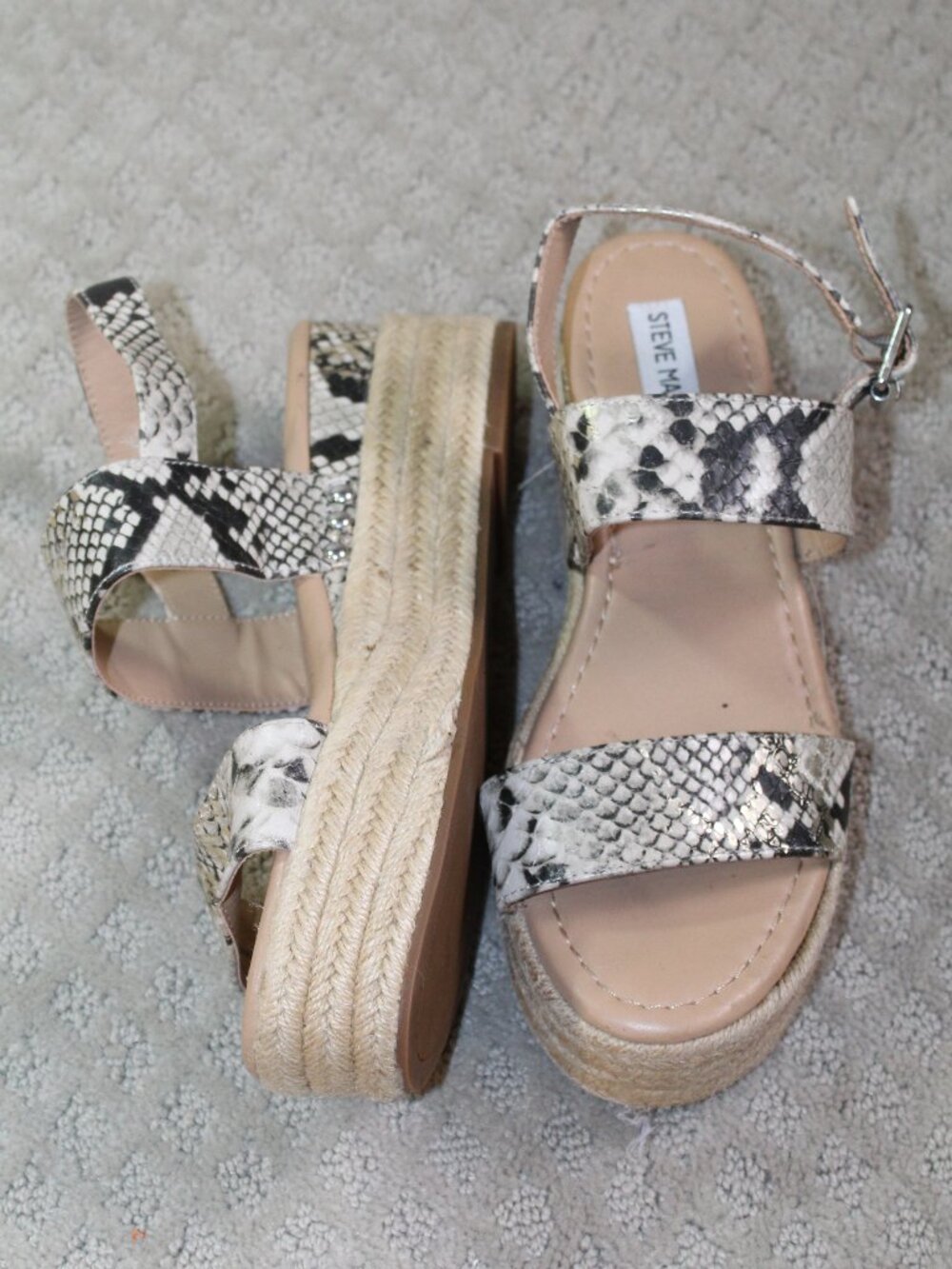 Steve Madden Fifer Size 9 Platform Snakeskin Print Espadrille Sandals